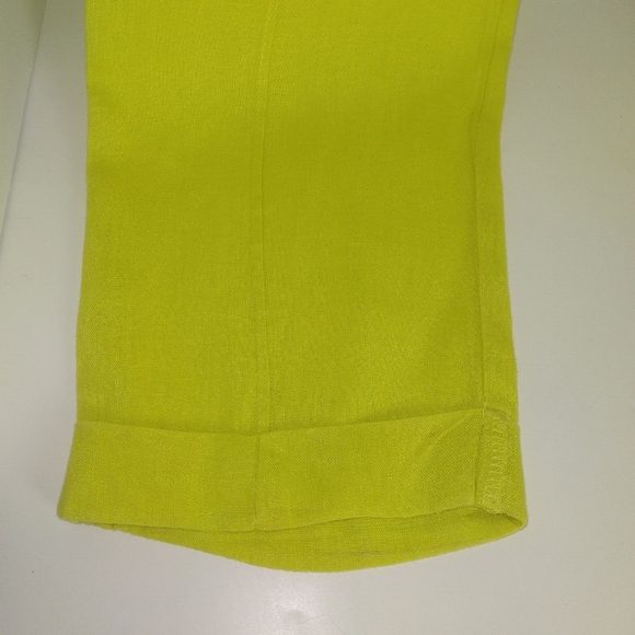 *SOLD* ELLEN TRACEY Women's 100% Linen Pants Lemon Lime Color- Size M - Picture 7 of 12